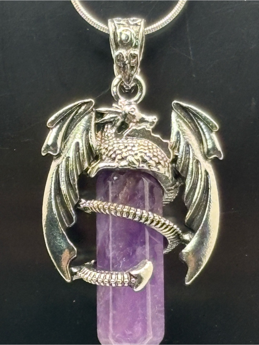 Amethyst Crystal Dragon Necklace